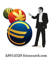 homme affaires, regarder, trois, symbole