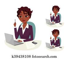 Successful African American businesswoman working on laptop