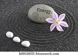 zen garden with stone of energy