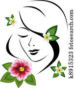 אישה, עם, פרחים