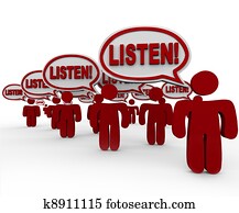 הקשב, -, הרבה, אנשים מדברים, לדרוש, תשומת לב