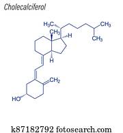 וקטור, של השלד, נוסחה, של, cholecalciferol., סמם, כימיקל, molecule.