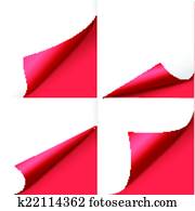 blank sheet of paper with page curl set blank sheet of paper with page curl set