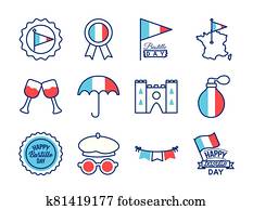 bundle of bastille day icons bundle of bastille day icons