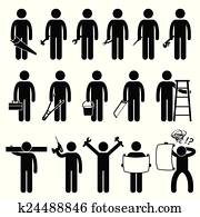 Handyman Worker using DIY work tool Handyman Worker using DIY work tool
