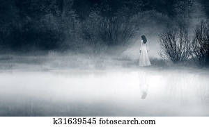 Horror scene of a scary woman Horror scene of a scary woman