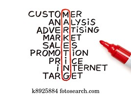 marketing, mapa, com, vermelho, marcador