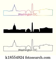 Washington DC skyline linear style with rainbow Washington DC skyline linear style with rainbow