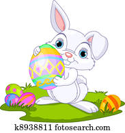Easter. Bunny carrying egg Easter. Bunny carrying egg
