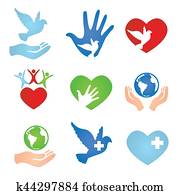 Family Community and Dove Peace Donation and Charity Icons Family Community and Dove Peace Donation and Charity Icons
