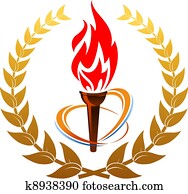 Flaming torch in laurel wreath Flaming torch in laurel wreath