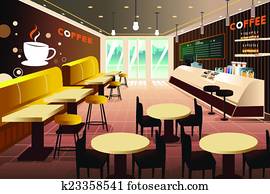 Interior of a modern coffee shop