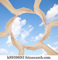 menschliche hände, machen, kreis, mit, kopieren platz, mitte