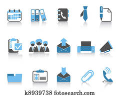 office and business icons blue series