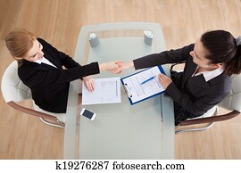 dos, mujer de negocios, sacudarir la mano