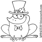 Outlined Happy Leprechaun Frog Outlined Happy Leprechaun Frog