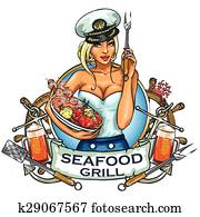 Seafood Grill label design Seafood Grill label design
