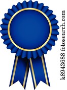 Vector blue badge with ribbon Vector blue badge with ribbon