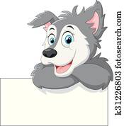 חמוד, זאב, ציור היתולי, עם, סימן ריק