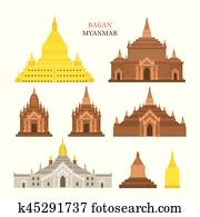 Bagan, Myanmar, Architecture Building Landmarks Bagan, Myanmar, Architecture Building Landmarks