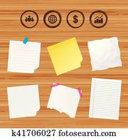 Business signs. Graph chart and globe icons.