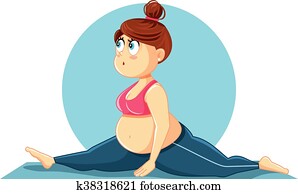 Cute Overweight Doing the Splits Cartoon