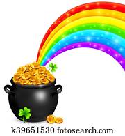 goldtopf, mit, magie, regenbogen goldtopf, mit, magie, regenbogen