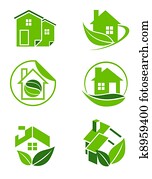 Green home icons