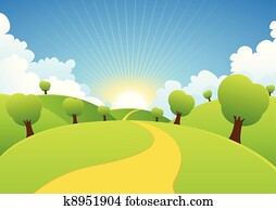 primavera, ou, verão, estações, rural, fundo