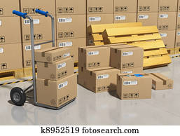 Storage warehouse with packaged goods