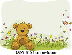 Toy Bear Foliage Background Toy Bear Foliage Background