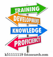 Training Development Knowledge Proficiency Arrow Signs 3d Illustration Training Development Knowledge Proficiency Arrow Signs 3d Illustration