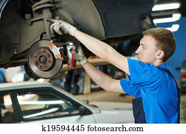 auto mechanic at car brake shoes replacement auto mechanic at car brake shoes replacement