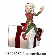 Christmas Elf sitting on present Christmas Elf sitting on present