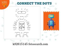 Connect the dots kids game vector illustration. Preschool children educational activity Connect the dots kids game vector illustration. Preschool children educational activity
