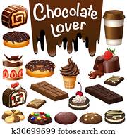 Different kind of dessert chocolate flavor Different kind of dessert chocolate flavor