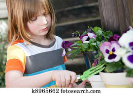 Gardening child garden flowers planting plant