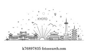 Kyoto vacation icons set. Vector icons set Kyoto vacation icons set. Vector icons set