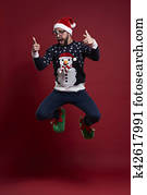 Man in good mood during Christmas time