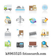 preprava, a, logistika, icons