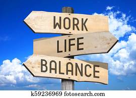 Work, life, balance - wooden signpost
