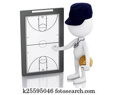 3d white people coach with Basketball Clipboard. 3d white people coach with Basketball Clipboard.