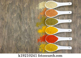 Assorted powder spices