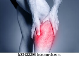 bezerro, perna, dor, músculo, ferimento