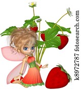 Cute Toon Strawberry Fairy Cute Toon Strawberry Fairy
