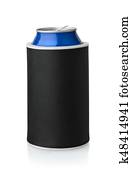 Front view of black neoprene can koozie holder Front view of black neoprene can koozie holder
