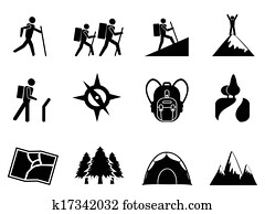 hiking, icons