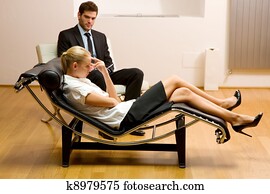 psiquiatra, examinar, un, hembra, paciente