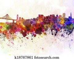 San Francisco skyline in watercolor background San Francisco skyline in watercolor background