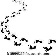 Set of footprints disappearing in to the distance